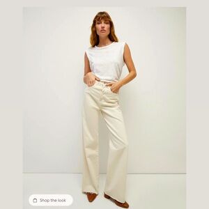 Veronica beard Taylor wide leg Jean ecru raw hem 27